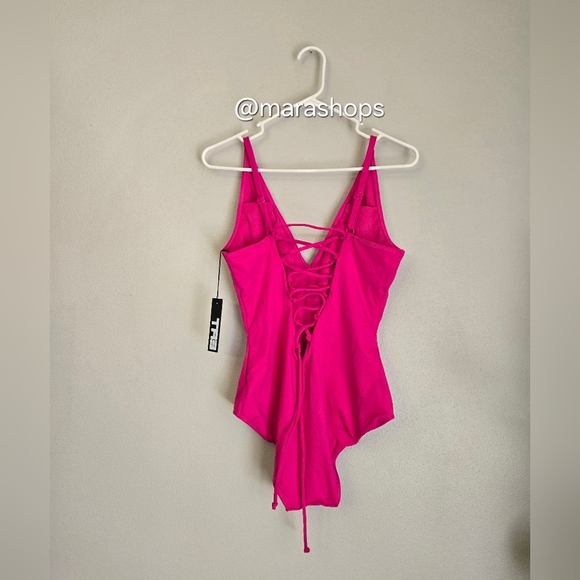 TA3 Swim Plungey Pink One Piece Swimsuit - Picture 4 of 5
